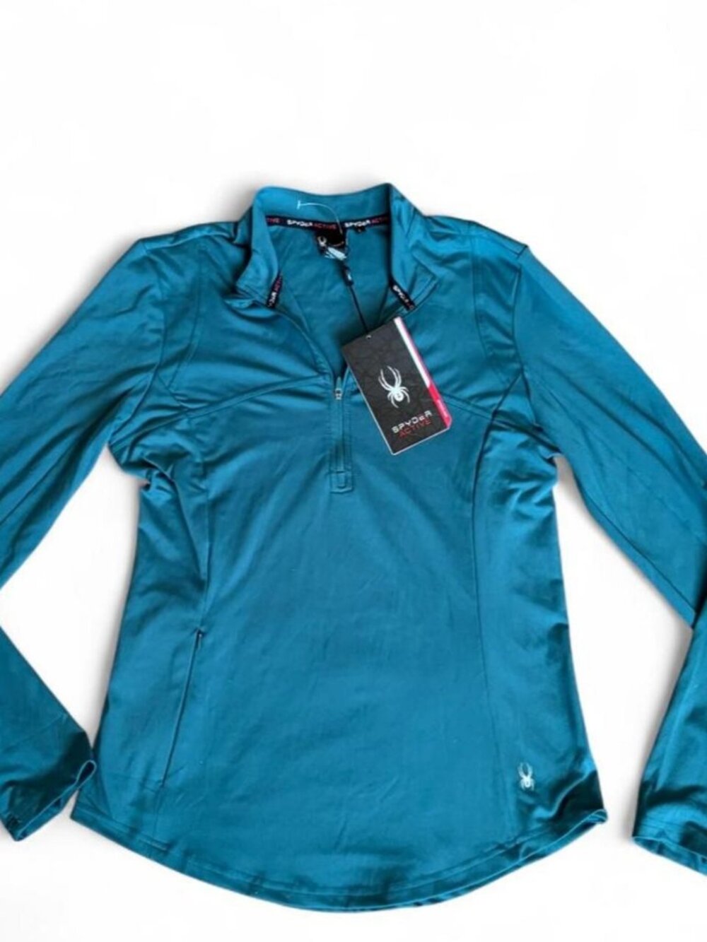 Spyder teal long sleeve quarter zipm activewear jacket